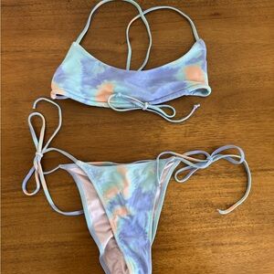White Fox Boutique Pastel Tie-Dye Bikini - Lavender, Mint & Peach
